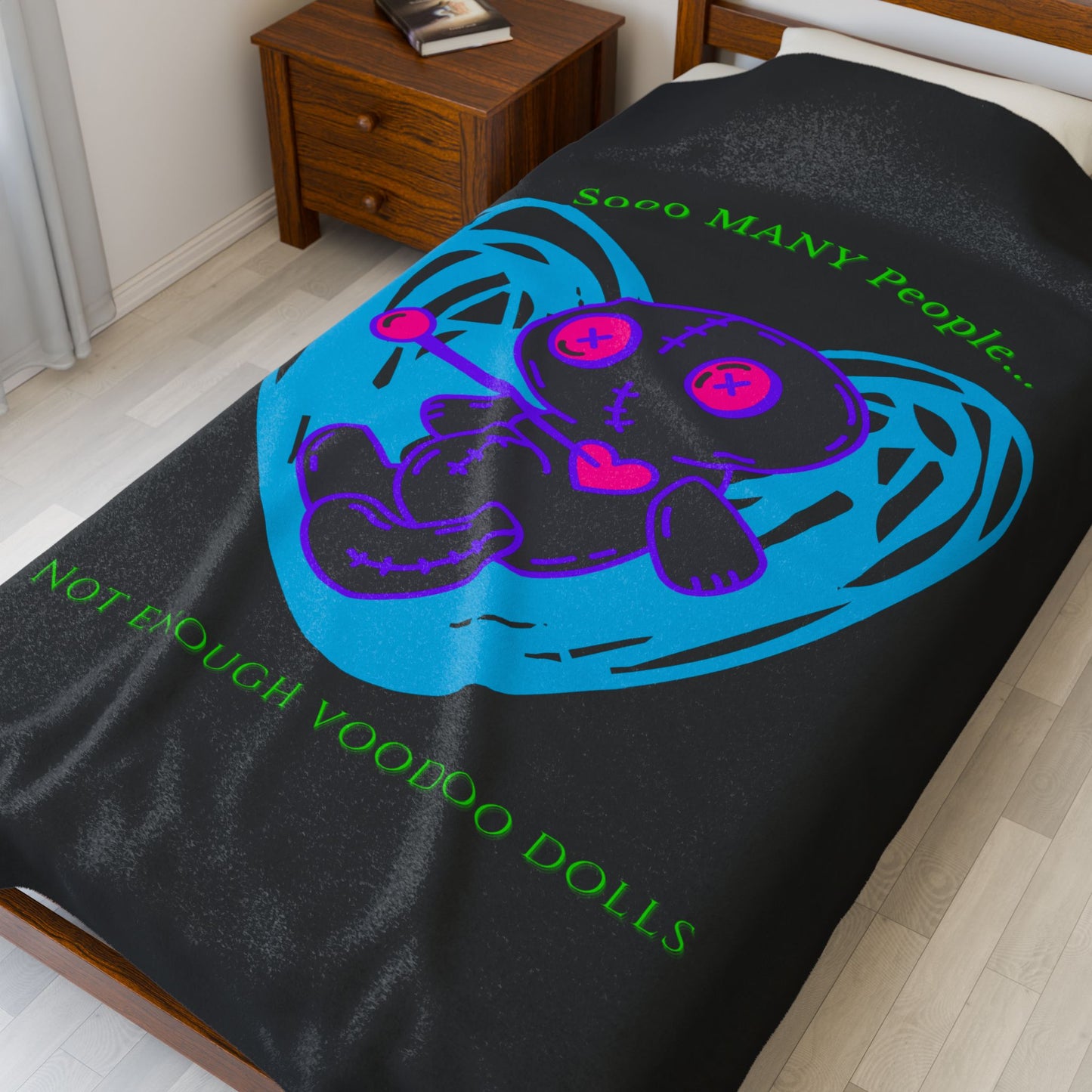 Voodoo Doll Plush Blanket | Cozy Throw Blanket, Unique Gift for Halloween, Cozy Home Decor, Fun Couch Blanket, Soft Bedroom Accessory